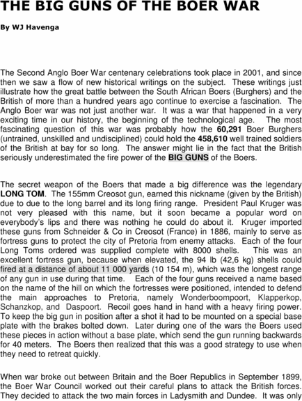 Product picture Big Guns of the Boer War